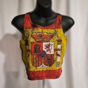 🇪🇸 Vintage 5th Degree Spain Flag Racerback Crop Top Y2K EuroCore Aesthetic Med